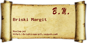 Briski Margit névjegykártya